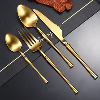 Ensemble de couverts en acier inoxydable 4 pièces, manches de couleur classique, finition mate durable, style américain, vaisselle pour la restauration