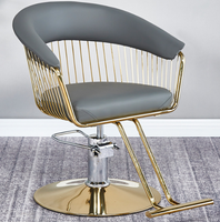 Chaise de coiffure inclinable en similicuir rose tufté, base dorée, réglable en hauteur, rotation à 360 degrés – Meilleure vente