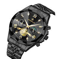 Montres de luxe pour hommes, chronographe de marque haut de gamme, montre-bracelet en or de haute qualité, cadran romain lumineux avec phases de lune