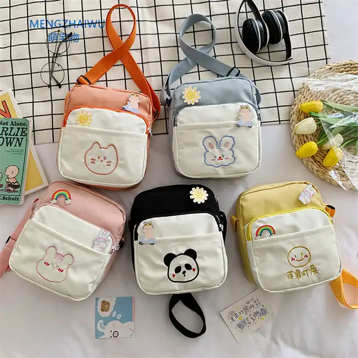 Wholesale China export small square bag fabric crossbody shoulder bag for  girls womens carton cute children school small messenger bags From  m.