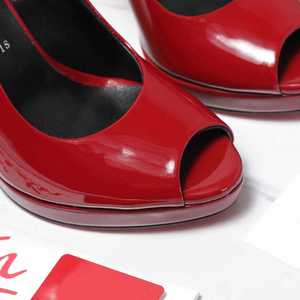Loubouting Chaussures Rouges en Cuir Véritable Talons Plateforme à Bout Ouvert Chaussures de Créateur Talons Hauts de Luxe - Product Image 4
