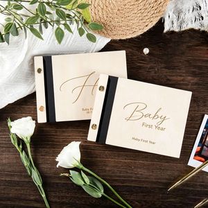 Regali per Baby Shower, Album Fotografici in Legno Moderni Incisi, Libro dei Ricordi del Primo Anno del Bambino OEM - Product Image 4