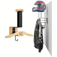Support mural en acier inoxydable avec support en bois pour casque de moto, pour le rangement des casques tactiques, des gilets et des accessoires de moto