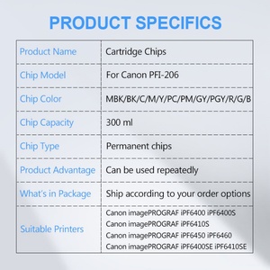 Cartucho de Tinta Supercolor de 12 Colores y 300 ml, PFI-206, con Chip ARC para Impresoras Canon IPF 6400, 6450, 6410 y 6460 - Product Image 5