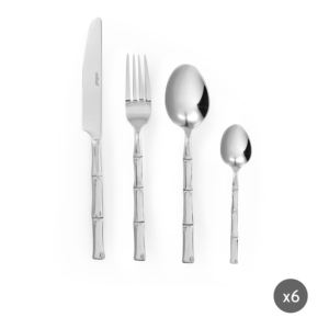 Set di Posate Excelsa Bambu in Acciaio Inossidabile, 24 Pezzi, Finitura Argento, Lavabile in Lavastoviglie - Product Image 2