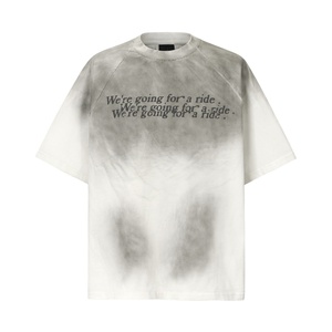 Summer New Post-Apocalyptic <b>Style</b> Street Brand Washed Ink-<b>Spray</b> Dirty Dye 100% Cotton Print Short-Sleeve Men's T-Shirt - Product Image 2