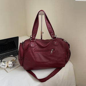 Grote Capaciteit Retro Draagtas Y 2K Zachte Pu Lederen Motorfiets Handtas Voor Vrouwen Minimalistische Stijl Nationale Messenger Sling <span class=keywords><strong>Bag</strong></span> - Product Image 5
