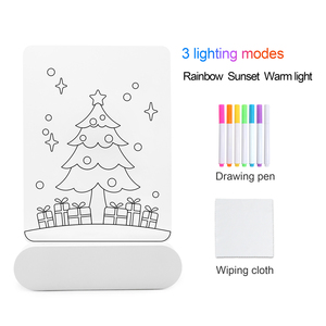 Acrylic <span class=keywords><strong>Led</strong></span> Hình Vuông Bảng Vẽ Cho Trẻ Em Ấm Trắng Phát Sáng Khô Xóa Doodle Lưu Ý Bảng Tin Với 7 Bút Đồ Chơi - Product Image 2