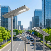 Lampu Jalan Tenaga Surya LED Terpadu All in One dengan Sensor Radar Konstruksi Aluminium untuk Jalan Raya, Tahan Air IP65, 60w, Model Baru