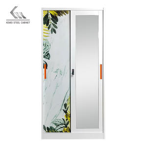 ตู้เสื้อผ้าบานเลื่อนทรงสูงบาง ทำจากเหล็ก ตู้เก็บเสื้อผ้าในห้องนอน ตู้เสื้อผ้าโลหะ - Product Image 4