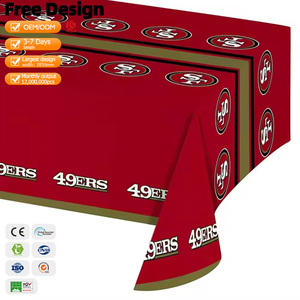 Officially Licensed NFL <strong>Plastic</strong> <strong>Table</strong> <strong>Cover</strong> Disposable San Francisco 49ers Print 54x108" Rectangular Football Party <strong>Table</strong> Cloth - Product Image 1