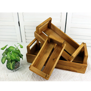 2022 Export Cheap Multi-function Set of 3 Rustic Wooden crates for Home Decor and A Set of Wooden Boxes for Fruits Storage