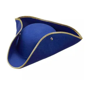 Cappello Tricorn moschettone blu per accessorio Costume pirata di Halloween