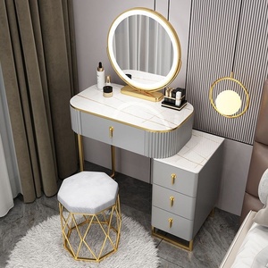 Tocador Moderno y Sencillo con Espejo LED Integrado y Armario de Almacenamiento <span class=keywords><strong>para</strong></span> Dormitorios Pequeños y Apartamentos - Product Image 1