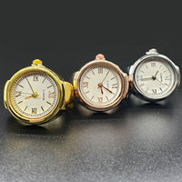 Reloj de pulsera de cuarzo chapado en oro de moda con envío rápido personalizado, mini reloj de anillo para mujer.