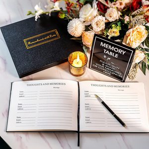 Custom on Demand Black Hard Cover Memorial Guest Book Memorial Guest Book for <strong>Funeral</strong> in Loving <strong>Memory</strong> with Foil Stamping - Product Image 3