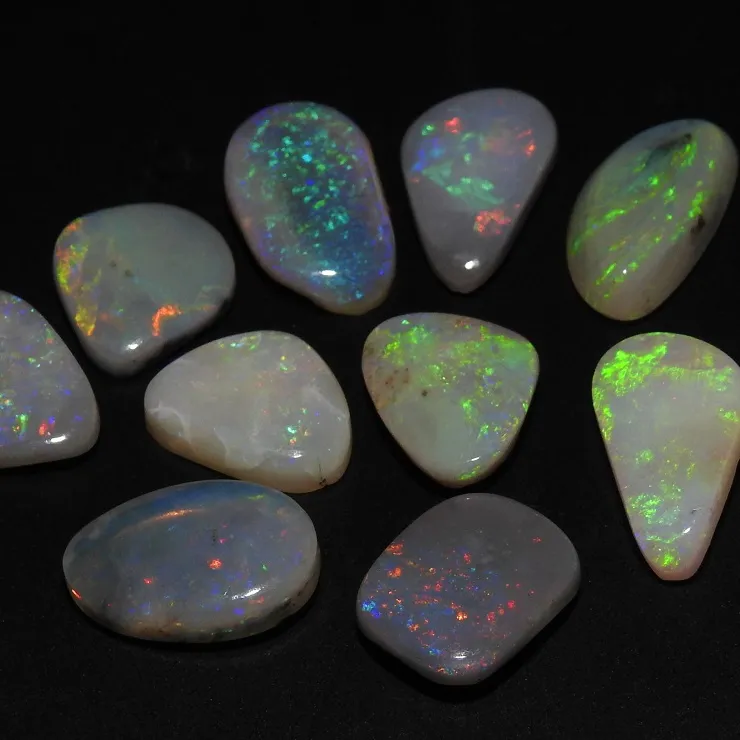 Australian Black Solid Opal 10 Pieces Smooth Fancy Shape Multi Fire Cabochons Lot Finest Quality 100% Natural Wholesale Price