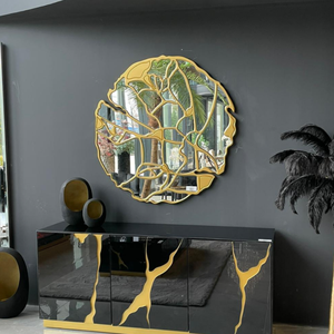 Specchio Decorativo di Lusso per <span class=keywords><strong>Soggiorno</strong></span>, Specchio da Parete con Effetto Diamante Frantumato per Casa e Hotel - Product Image 5