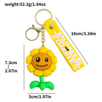 Porte-clés pendentif en silicone style américain Plants Vs. Zombies pour sacs et clés de voiture pour hommes et femmes - Cadeau créatif pour couple