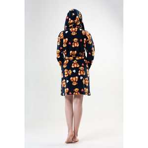 Lovely Bear Peignoir en polaire pour femme avec capuche, manches longues, vêtements de nuit doux, bleu - Product Image 1