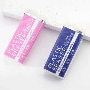 Rubberen gummen voor school & kantoor, 2B potlood, witte gum, roze, blauw, wit, verpakt in plastic PE zakjes met cartoonmotief - Product Image 4