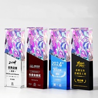 Vente directe d'usine, médailles en cristal colorées magnifiques de haute qualité, trophées personnalisés, récompenses 3D, design minimaliste, impression UV