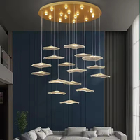 Lustre personnalisé en acrylique feuille de lotus de conception de luxe Luminaire suspendu à LED Projet de décoration pour hôtel et escaliers
