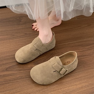 Zapatos Bocken de cuero suave para mujer, novedad de 2025, superficie inferior que combina con todo, plano de frijol esmerilado - Product Image 4