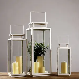 Medio Formato cast di ferro dell'annata di vetro appeso candela lanterne