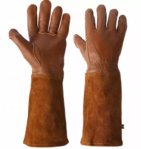 Guantes de cuero de vaca duraderos y gruesos para el trabajo, guantelete de protección para el antebrazo, jardín, rosa, a prueba de espinas - Product Image 1