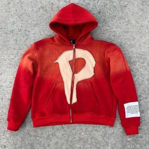 เสื้อมีฮู้ดแฟชั่นใหม่สำหรับผู้ชายเสื้อมีฮู้ดแบบวินเทจผ้าฟอกกรดมีซิปปักลาย - Product Image 4