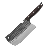 Couteau à découper à lame pleine de 7 pouces, en acier inoxydable 5cr15mov, couteau de cuisine, hachoir à viande, couteau à découper avec manche en bois de noyer