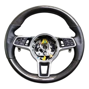 Volant de direction haute performance Porsche fabriqué en usine par J Auto Factory pour Panamera Cayenne Cayman 911 991 970 - Cuir perforé + carbone - Product Image 1