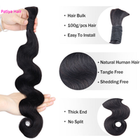 Mèches de cheveux vierges non traitées, double trame, tresses bohèmes, couleur naturelle, cheveux bruts cambodgiens en vrac, cheveux humains à tresser 12A pour femmes noires