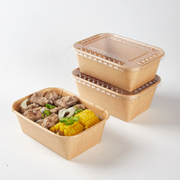 Boîte à lunch jetable en papier kraft biodégradable à prix d'usine, couvercle personnalisé pour les restaurants, emballage alimentaire