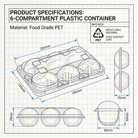 Caja de Embalaje Ecológica de PET de Alta Transparencia con Tapa Transparente y Cierre de Hebilla, 6 Piezas, 80*60mm, para Mini Kiwi, Repostería, Postres y Pasteles Pequeños
