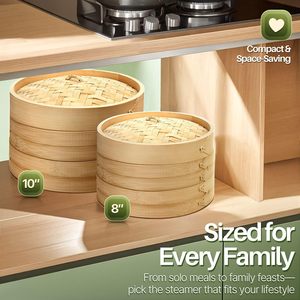 Juego de Cestas para Vaporera de Bambú de 10 Pulgadas, con 50 Revestimientos y 2 Pares de Palillos, para Dim Sum, Dumplings, <span class=keywords><strong>Arroz</strong></span> y Verduras - Product Image 2