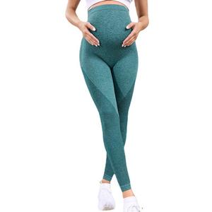 Leggings de grossesse pour femmes, taille haute, extensible, doux, sans couture, léger, <span class=keywords><strong>dos</strong></span> froncé - Product Image 3