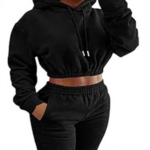 Conjunto Deportivo Informal de 2 Piezas para Mujer, Sudadera con Capucha y Pantalones Jogger de Mezcla de Algodón, Corte Holgado, Mangas Farol, Tejido Transpirable y Ecológico - Product Image 1