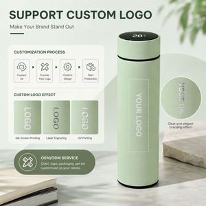 Custom 17oz 500ml <b>Rubber</b> Paint <b>Matte</b> Travel Stainless Steel Thermal Smart Insulated Infuser Temperature Display Water Bottle - Product Image 6