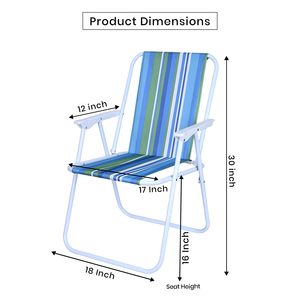 Silla de Playa Plegable de Metal y Tela con Resorte, Portátil, Ultraligera, de Fácil Montaje, con Franjas Azules, Económica, de Fábrica, OEM - Product Image 3