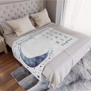 Manta personalizada para regalo infantil, niño, niña, Luna y estrellas, imagen mensual, hito para bebé - Product Image 4