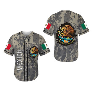Jersey Baseball Desain Kustom Baru Cetak Digital Camo Meksiko Jersey Baseball Meksiko Latina Chacano Streetwear Sport Baseball Jersey - Product Image 1