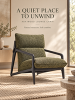 Fauteuil de loisirs moderne et écologique, durable, avec structure en bois de frêne véritable, rembourrage en éponge et tissu, pour salon et hôtel