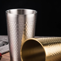 Gobelet à double paroi en acier inoxydable 304, texture hexagonale en nid d'abeille, pour eau, café, bière, pour restaurant, utilisation en extérieur