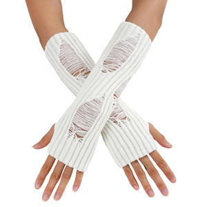 Femmes Automne Hiver <span class=keywords><strong>Gants</strong></span> sans doigts tricotés creux <span class=keywords><strong>Gants</strong></span> chauds <span class=keywords><strong>longs</strong></span> Mode <span class=keywords><strong>mi</strong></span>-<span class=keywords><strong>longs</strong></span> - Product Image 2