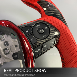 Volante de Fibra de Carbono Personalizado con Empuñaduras de Cuero Rojo para Toyota Camry 8.ª Generación XLE <span class=keywords><strong>SE</strong></span> XSE Avalon 2018-2023 - Product Image 4