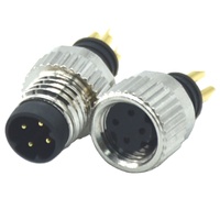 Connecteur d'alimentation mâle-femelle moulable à 4 broches circulaires M8 nickelé étanche DIN IP67