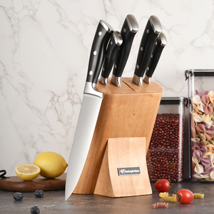 Juego de cuchillos de cocina de acero inoxidable, alta calidad, 6 piezas, con bloque de madera - Product Image 3