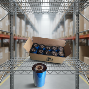 ริบบิ้นถ่ายโอนความร้อนแบบแว็กซ์ 110 มม. x 300 ม. หมึกสีดำด้านนอกแกน 1 นิ้ว สำหรับใช้กับเครื่องพิมพ์ฉลากบาร์โค้ด - Product Image 1